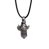 Retro Witch Hat, Amethyst Hexagonal Stone Necklace