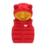 Children Warm Down Vest Autumn Baby Boys Girls Sleeveless Waistcoat, Kids Outerwear Hooded Jackets