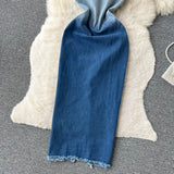 Women's Fashion, Temperament Skinny Breasted Denim Dress