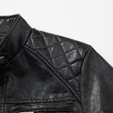 Trendy PU Leather Jacket with Pockets for Men