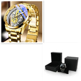 Gold Skeleton Vintage Automatic Quartz Men's Watches, Top Brand Luxury Tool