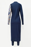 Hot Spring Split Color Matching Printing Suit, Surfing Diving Muslim Burkini Conservative Swimwear