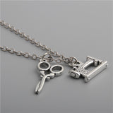 Tailor Sewing Machine Necklace – Scissors Pendant Clavicle Chain for Men