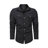 Autumn Multi-pocket Workwear, Thin Men's Quick-drying Long-sleeved Shirt