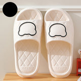 Rhombus Design Bear Slippers, Indoor Non-slip Thick Soles, Bedroom Bathroom Slippers for Women and Men, Cute House Flats