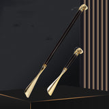 Luxury Solid Wood Shoehorn with Metal Handle – Long Handle Shoe Lifter for Easy Wear