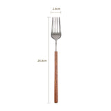Stainless Steel Western Cutlery Set with Retro Rosewood Wooden Handle