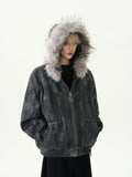 Hooded Large Fur Collar Cotton-padded Coat for Men, Thick Warm Jacket