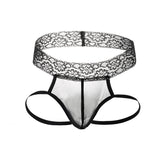 Polyester Men's Embroidered Underwear, High Waist Lace Belt Pants (Pack of 2)