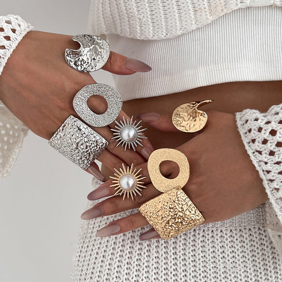 Twin Style Alloy Pleated Square Ring