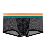 Men's Low Waist, Mesh Panties, Rainbow Belt, Breathable Boxers