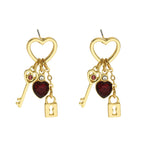 Valentine's Day Gift Luxury Love Earrings with Rhine Stone, Lock Series Diamond Lock-shaped Special-interest Earrings for Women