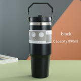 Portable Car Cup, Stainless Steel Travel Sports Water Bottle with Handle Cover, Coffee Tumbler Cup