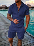 New Men's Summer Half Sleeve Top and Shorts, Casual Suit