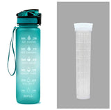 Tritan Water Bottle with Time Marker Bounce Cover, Motivational Water Bottle with Leakproof Lid for Sports Cycling and Outdoors