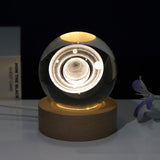 Creative 3D Laser Carved Crystal Ball, Bedroom Small Night Lamp