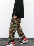 Camouflage Floating Rope Belt, Straight Loose Trousers