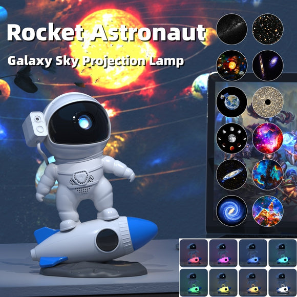 Rocket Astronaut Starry Sky Galaxy Projector Lamp for Desktop