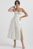 Fashion Suspender Gown for Women, Commuter Temperament, Solid Color, French, High-split Sexy Summer Dresses