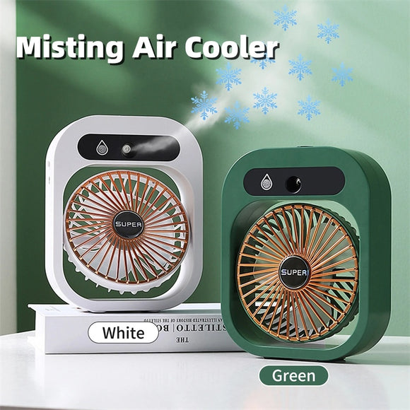 Air Conditioning Fan Desk Misting Air Cooler, Cooling USB Rechargeable Humidifier, Portable Spray Fan with 3 Wind Speeds, Tools for Home Office