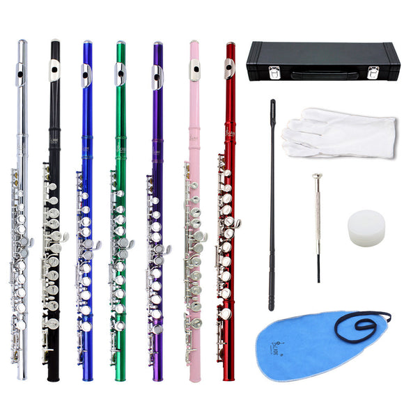 16 Holes Flute C Key White Copper Tube Body Leather Box, Suitable for Beginners Grading Performance