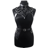 Women's Faux Leather Body Belly Band, Shoulder Wearing Ring, Horse Harness for Dancing Fetish Cosplay