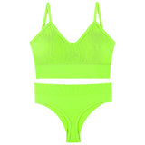 Women's Underwear Small Chest Push-up Thin Wireless Large Size Sports Sling Vest French Triangle Cup Bra Thong Set