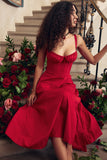 Fashion Suspender Gown for Women, Commuter Temperament, Solid Color, French, High-split Sexy Summer Dresses