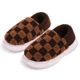 Velvet plus Thick Cotton Mop, Checkerboard Homewear Shoes