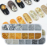Nail Gold and Silver Glitter, Laser Sequins