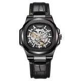 Barrel-shaped Leather Belt, Men's Waterproof Mechanical Watch