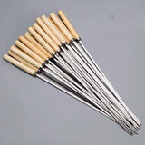Stainless Steel Wooden Handle Barbecue Sticks