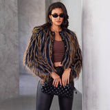 Winter Warm Contrast Color, Women's Fur Jacket