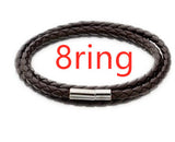Men's Braided Genuine Leather Bracelet, Stainless Steel Beads, Charm Band for Boys