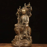 Pure Copper Tibetan King Buddha Statue Model with Flame Ornaments