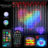 Smart LED RGB Curtain String Lights Bluetooth App Control Christmas Fairy Light Garland DIY Picture Display Party Wedding Decor