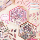 Miniature 3D Cottage Scene DIY Journal Stickers for Children