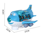 360-degree Rotating Electric Plane Airplane Toys for Kids, Bump and Go Action Toddler Plane with LED Flashing Light