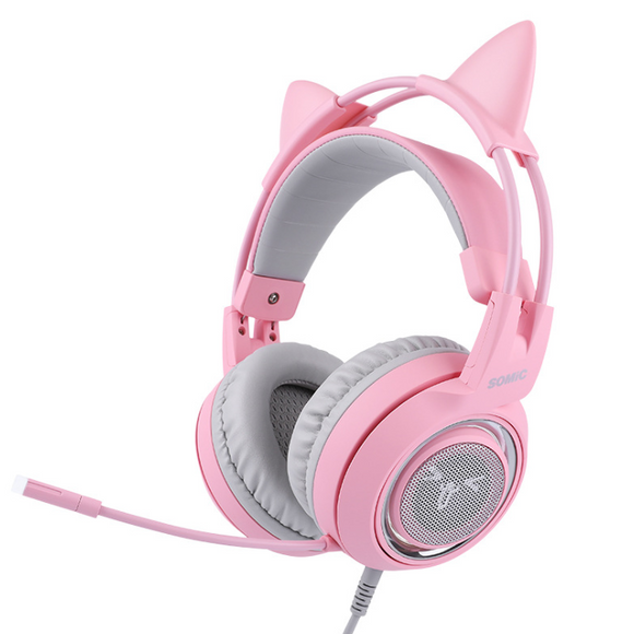 G951 Gaming Headset, USB 7.1 Virtual Surround Sound LED Cat Ear Headphones