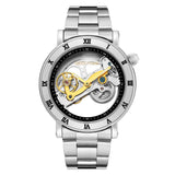 Stainless Steel Band, 3D Skeleton Automatic Mechanical Men’s Watch