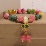 Natural Jade Color Tourmaline Butterfly Pendant Bracelet for Women