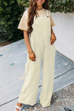Fashion Square Neck Jumpsuit with Pockets, Spring Summer Casual Solid Color Loose Overalls
