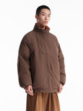New Plaid Stand-up Collar Thermal Reversible Down Jacket for Men