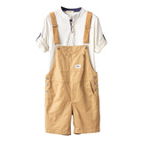 Men’s Retro Cargo Suspender Jumpsuit – Casual Straight Fit Korean Style Overalls