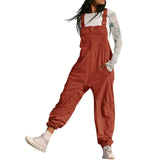 Women’s Cargo Bib Overalls – Tapered Fit Suspender Jumpsuit Casual Workwear