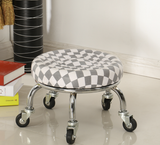 Children's Toddler Step Seat, Leather Small Round Chair with Wheels