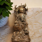 Pure Copper Tibetan King Buddha Statue Model with Flame Ornaments