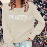 Women’s Knitted Crew Neck Sweater – Loose Pullover Jumper, Elegant and Warm, Trendy Spring/Christmas Wear