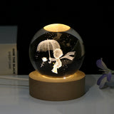 Creative 3D Laser Carved Crystal Ball, Bedroom Small Night Lamp