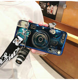 Retro Camera Phone Case with Wrist Strap Lanyard